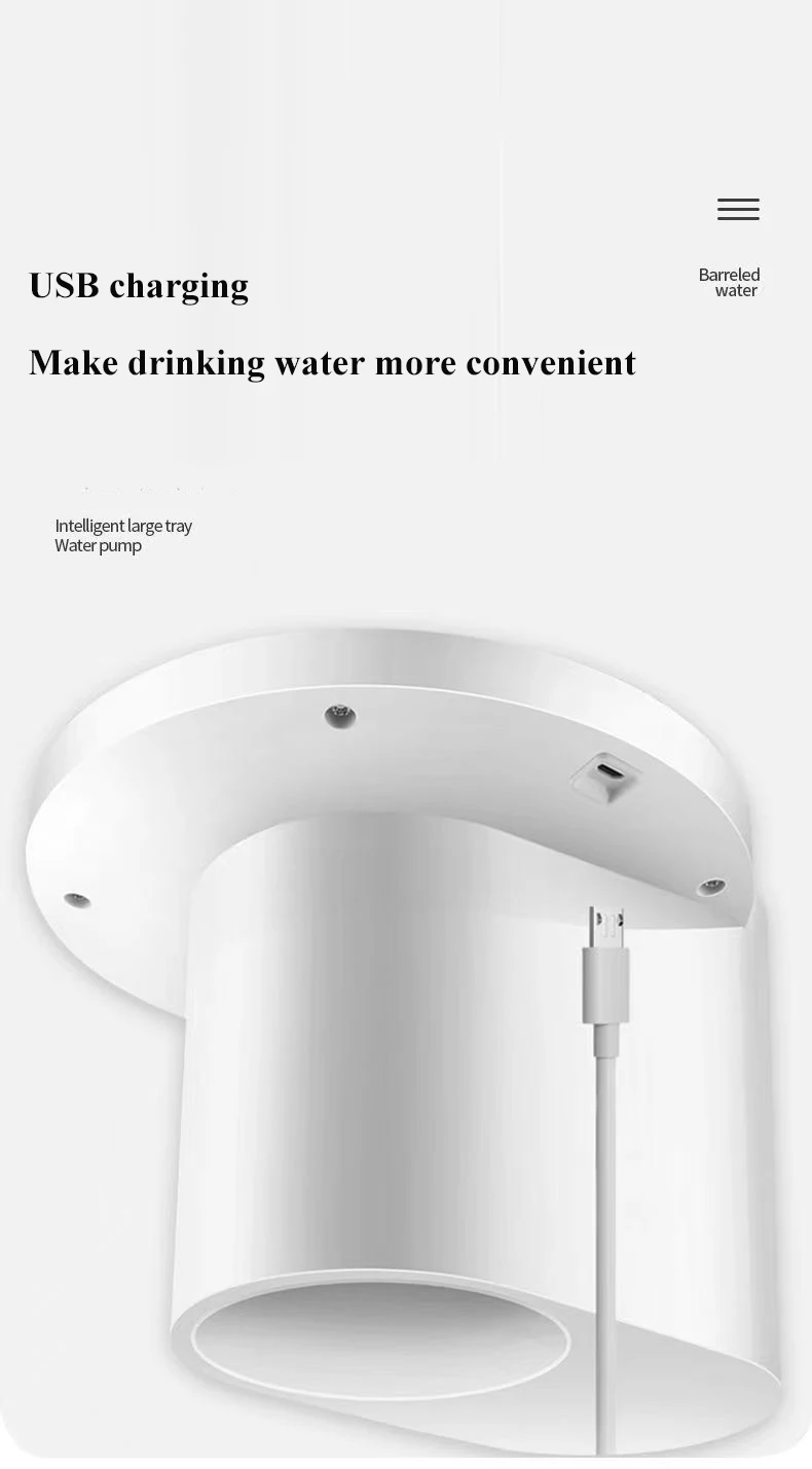 HK-D8 Mini Portable 20L/5G USB Automatic Pump Water Dispenser Instant Cold Drinking Water Plastic Bottles Stand Household Hotel