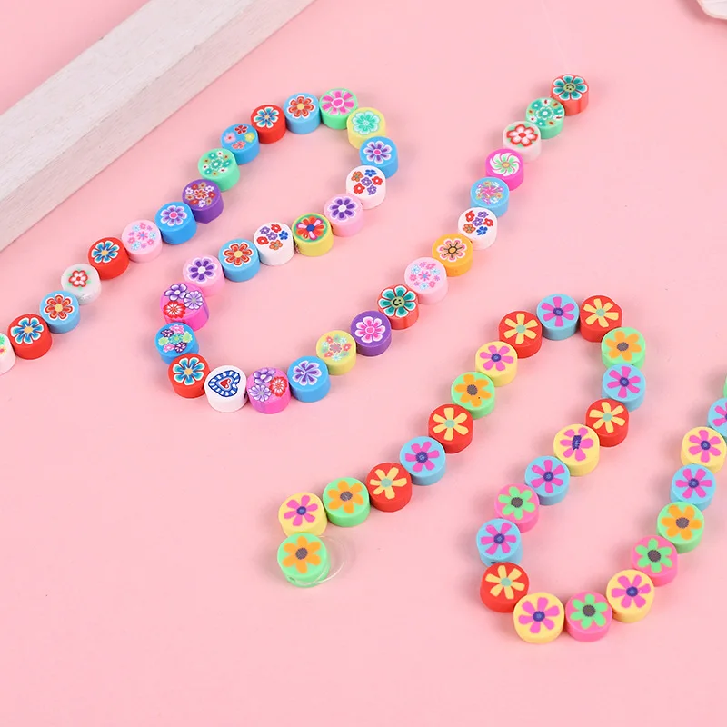 10mm Mixed Color Smiling Face Soft Pottery Slice Bracelet Beaded Materials Crafts Accessories Loose Beads Polymer Clay Flower