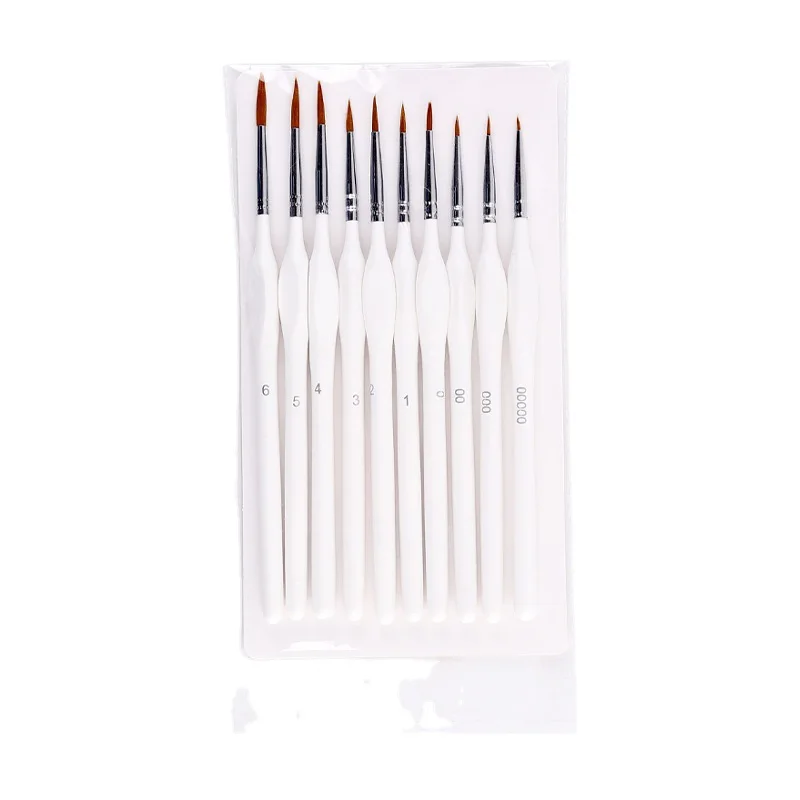 Cross-border brush watercolor hook pen wolf hair outline tip thin pen 10-piece set oil gouache brush
