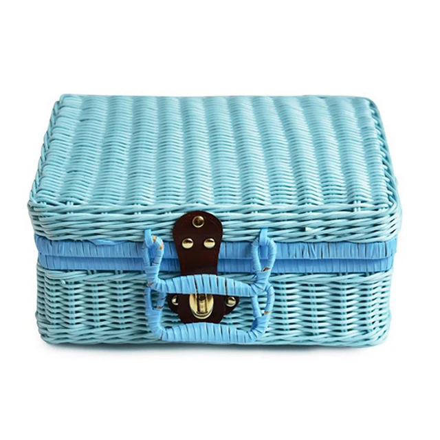 Renel Eco Friendly Woven Plastic PE Rattan Mini Kids Empty Weaving Picnic Basket