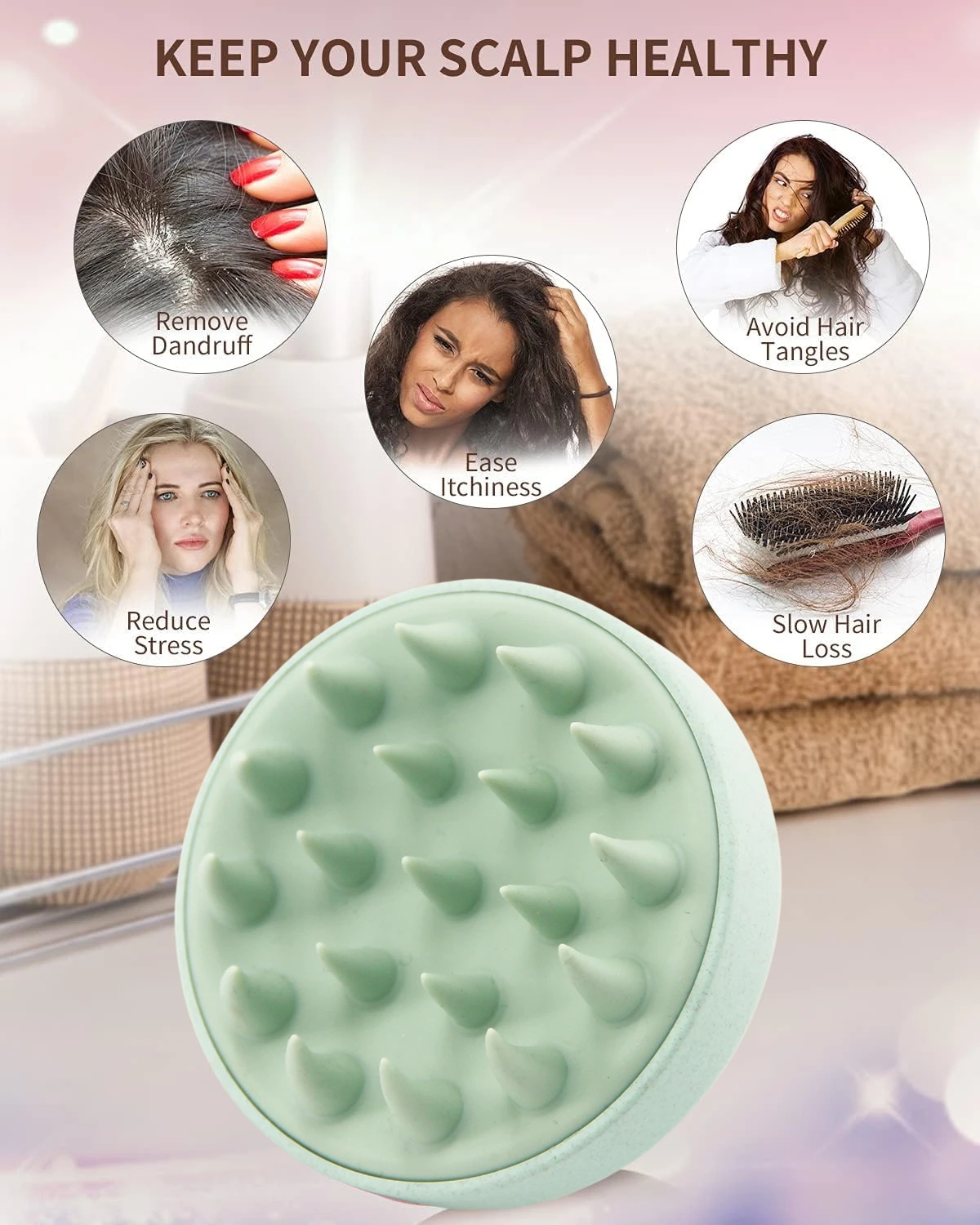 Private Label Massage Scalp Wheat Straw Shampoo Shower Hair Brush Custom Silicone Brush for Women Massage Brush Hair