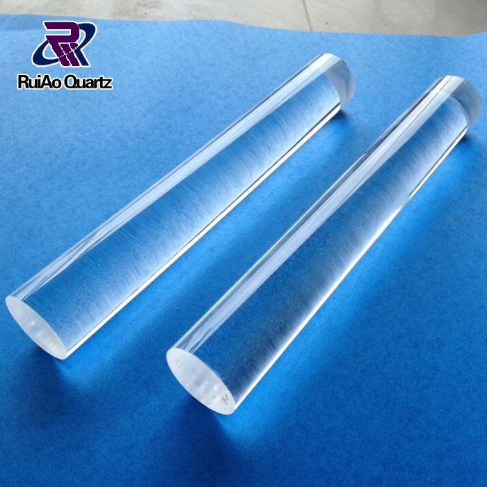 Custom size clear fused quartz rod with smooth cut ends