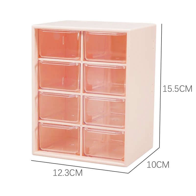 Shunxing Wholesale 8 Compartment Makeup Desktop Plastic Case Box Drawer Organizer Storage Box with 9 Mini Drawers