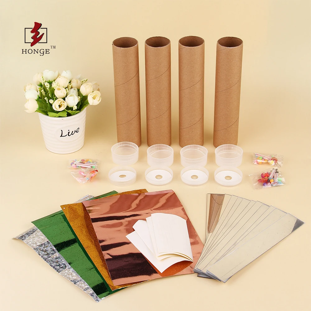 HONGE Education Toy Paper Kaileidoscope Craft Color One Pieces DIY Printing Kaleidoscope Toys Can passed EN 71 With Crystal Ball