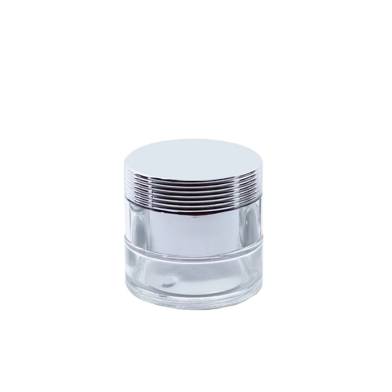 empty clear 30g 50g cosmetic container 100g glass skin care cream jar with aluminum lid