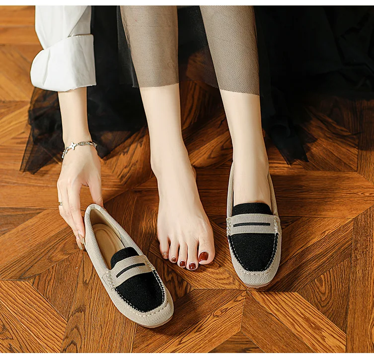 New Arrivals Customized Dress Ballet Shoes Loafers Driving Loafers Flat Casual Flying Weave Boat Flats Shoes For Women