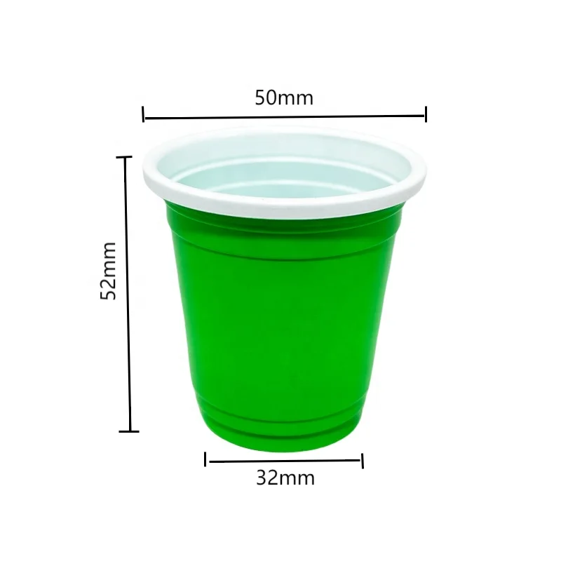 2oz Extra Strong  Disposable Plastic Party Cup Two-Color 60ml Table Tennis Beer Game Cup Shot Glasses For Party