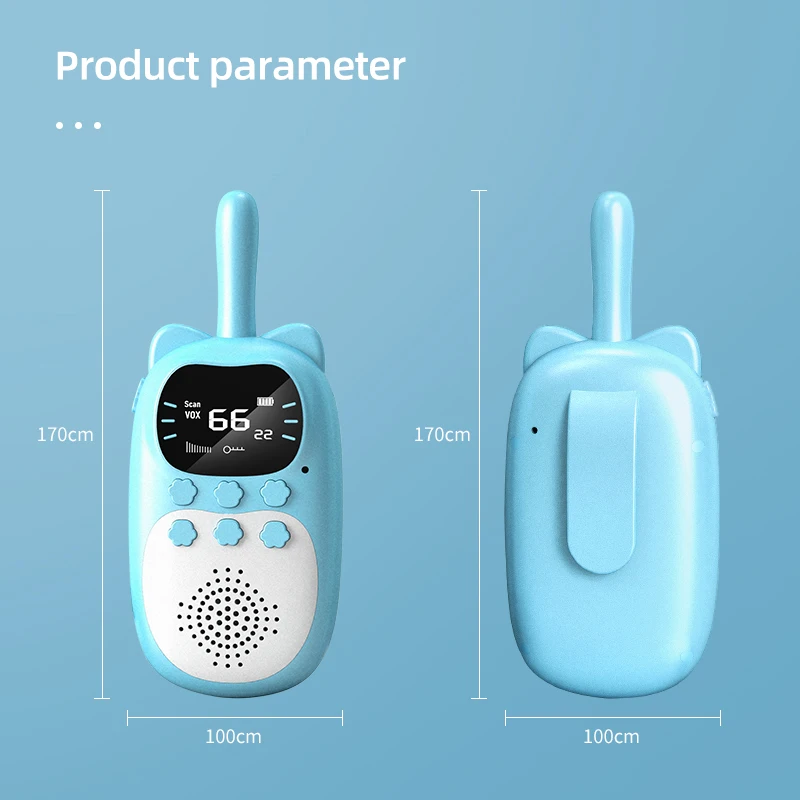 Customizable logo kids gift toy set 2pc wireless handheld station long-distance two-way audio children walkie talkie