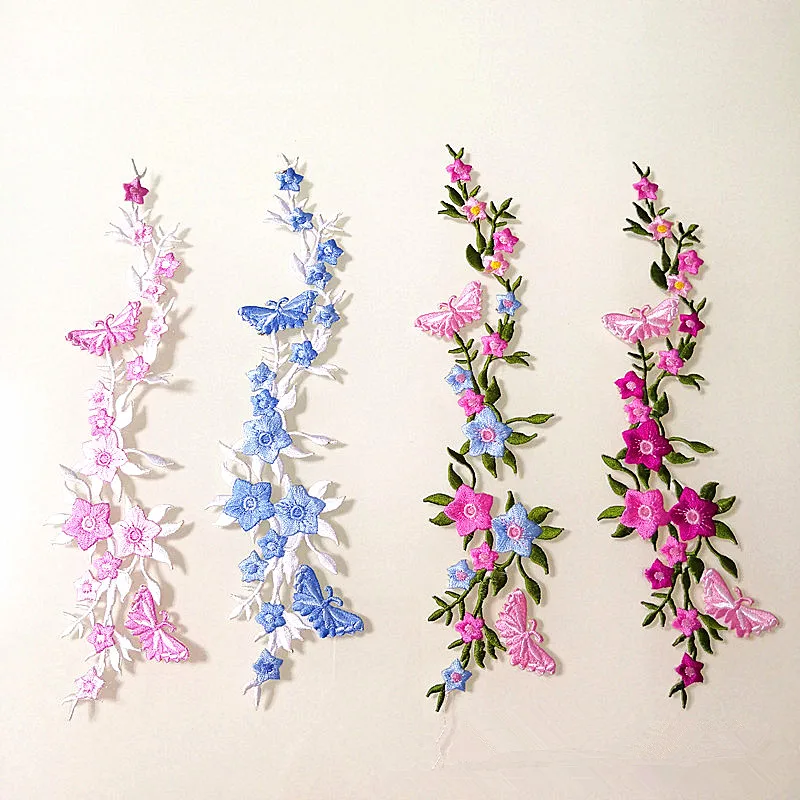 Decorative Patches butterfly flower Embroidered Iron-On Patch, Embroidery Applique by DIY Cloth Art Embroidery Decoration