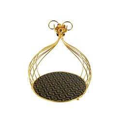 Plated Decorative Cake Stand food tray glass and metal Table Display Fruit and Cake Deco Gold Basket 25 cm
