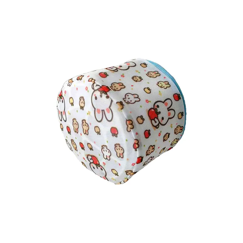 Custom Red Belt Bra Small Wash Basket Folding Rabbit Pattern Laundry Bag for Underwear for Home Use