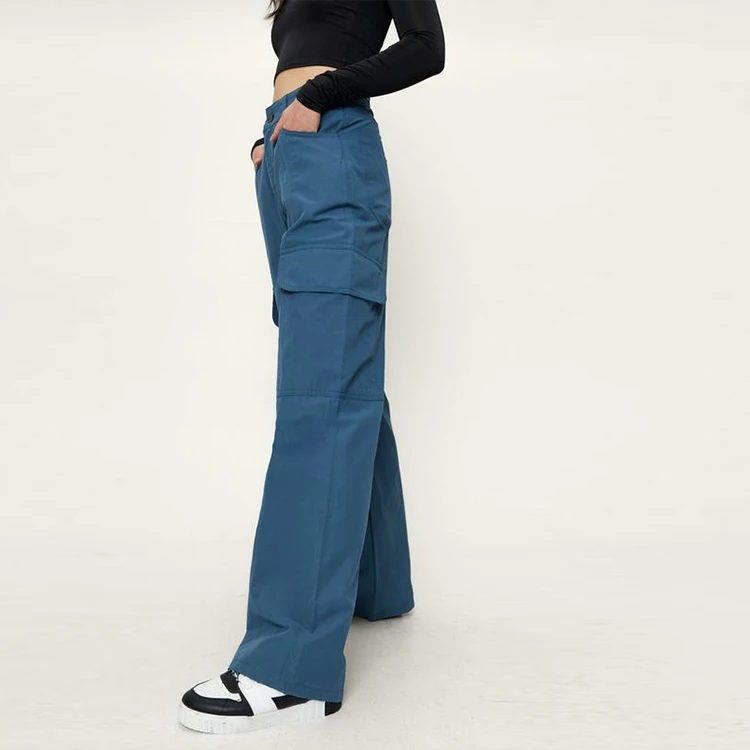 Custom Summer Casual  Comfortable Buckle Cargo Wide Leg Pants  Women