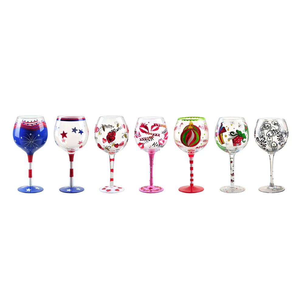 Great Innovations Hand Painted pattern Crystal Wine Glasses wine glass