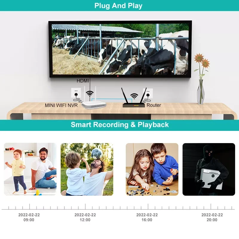 Hongnaer 1080P 2MP IP Kit Wireless Security Cam Smartphone Wifi Nvr iCsee PTZ Color Night Vision Outdoor Cctv Camera Kits