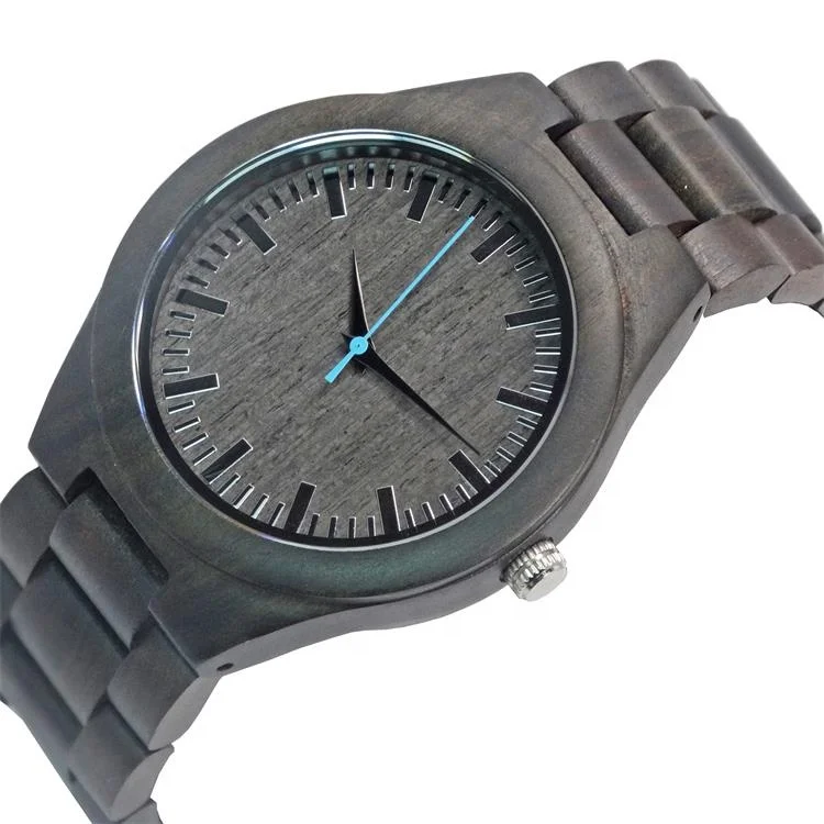 Classic Mens Watch Black Wood Reloj Current Luxury Wooden Band Private Label Wristwatches