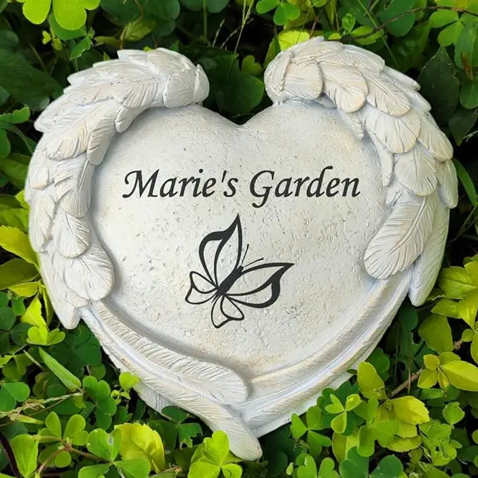 Resin Heart Shape Cemetery Stones Grave Memorial Stones