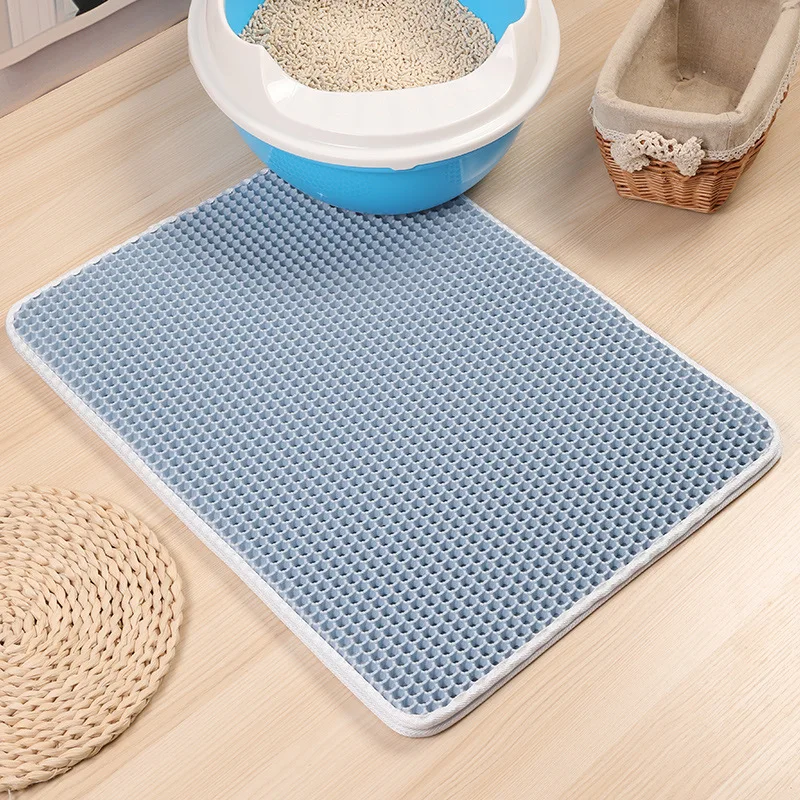 prevent kitty litter scattering EVA material double layers waterproof honeycomb cat litter mat