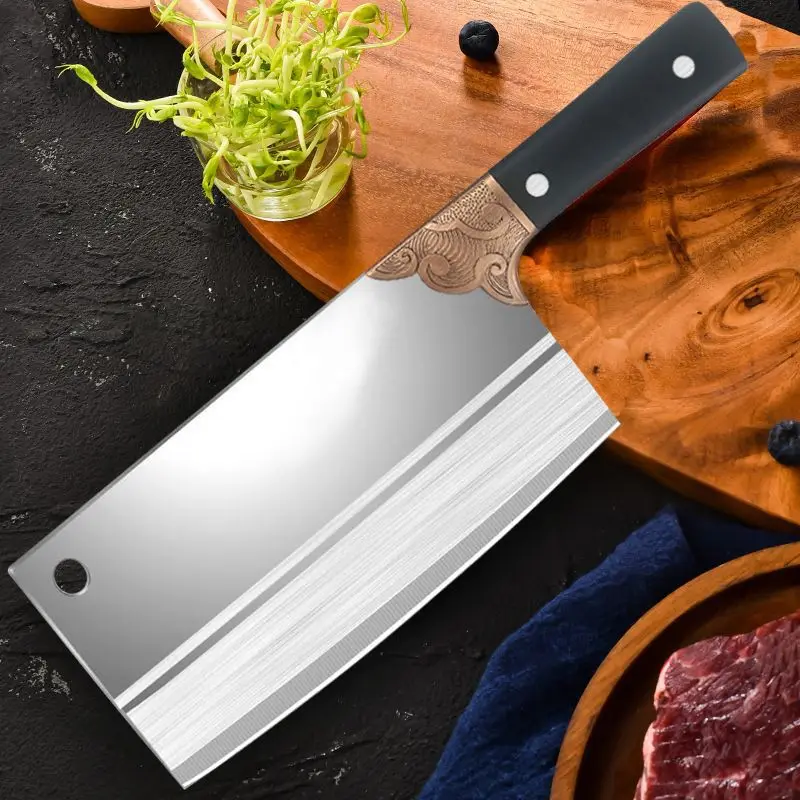 Professional 3Cr13 Steel Meat Butcher Cleaver Stainless Steel Kitchen Knife Stainless Steel Handle Ladies Bone Chopping Slicing