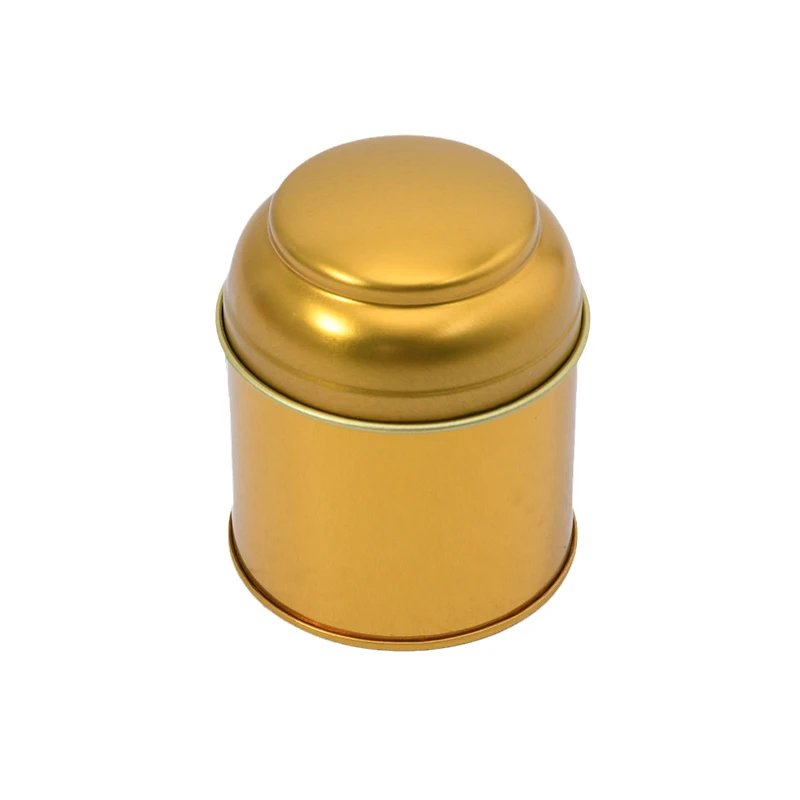 [In Stock] Wholesale Bulk New Small 50g Double Lid Tea Tin Round Black Gold White Metal Tea Container Tin With Lid  350ml