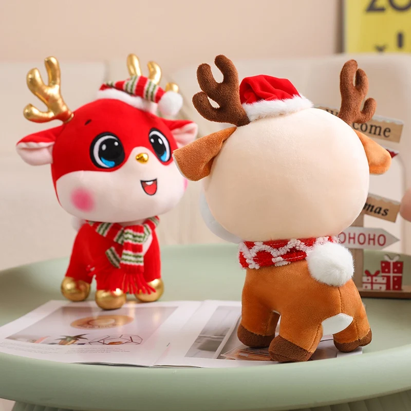 Christmas Plush Reindeer Decoration Cute Big Eyes Stuffed Animal Plush Custom Toys