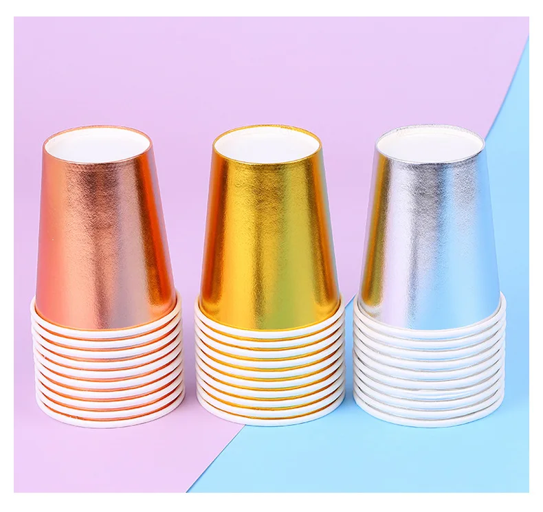 Wholesale Paper Cups LOGO Custom Printing Stock Gold Silver Disposable Paper Cups