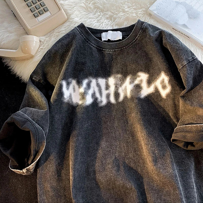 Custom Logo DTG screen printing oversized heavyweight 100% Cotton vintage washed t shirt for men high quality Tee manufacturer