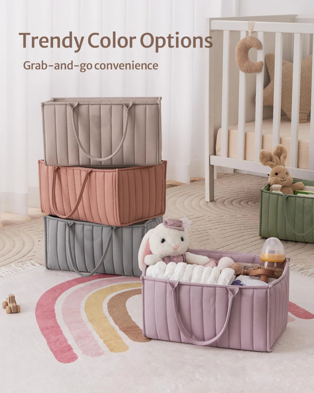 KUYUE Baby Diaper Caddy Basket, Baby Shower Caddy for Newborn Boys or Girls, for Newborn Baby and Baby Must Haves Essentials