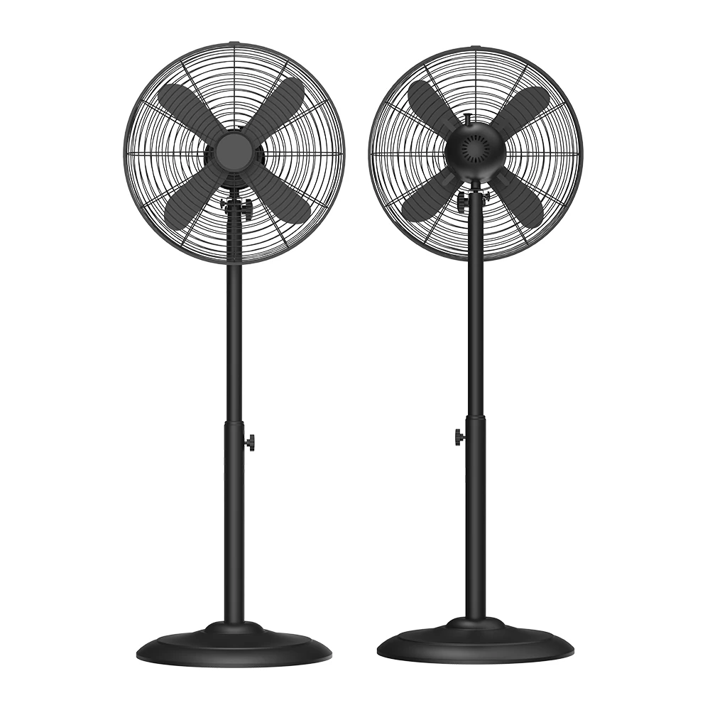 Oscillating stainless steel base gold silver strong power 16 Inch 4 metal blade large industrial stand pedestal fan
