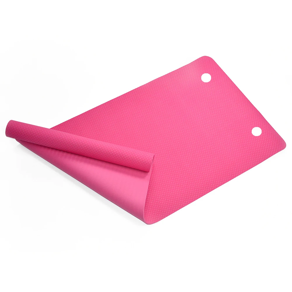 TPE anti slip waterproof eco friendly yoga mat with small eyelet hole to hanging up