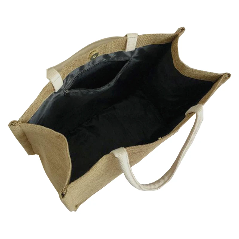 Wholesale Promotion Jute Grocery Shopping Burlap Beach Jute Tote Bag For Gifts