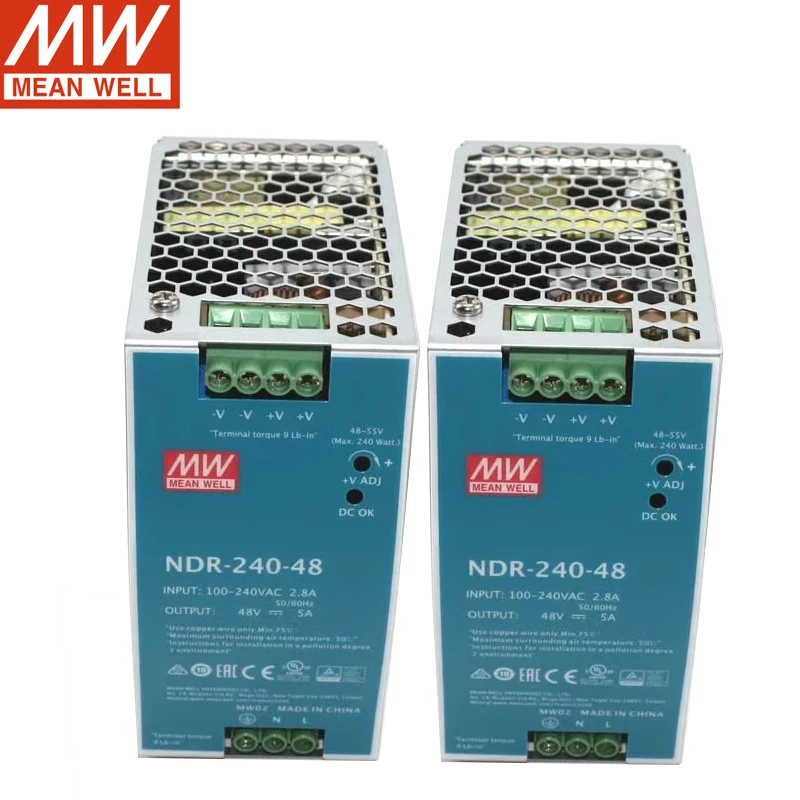 Original Mean Well 240W Single Output Industrial DIN RAIL NDR-240-48 Meanwell Power Supply 48V 5A