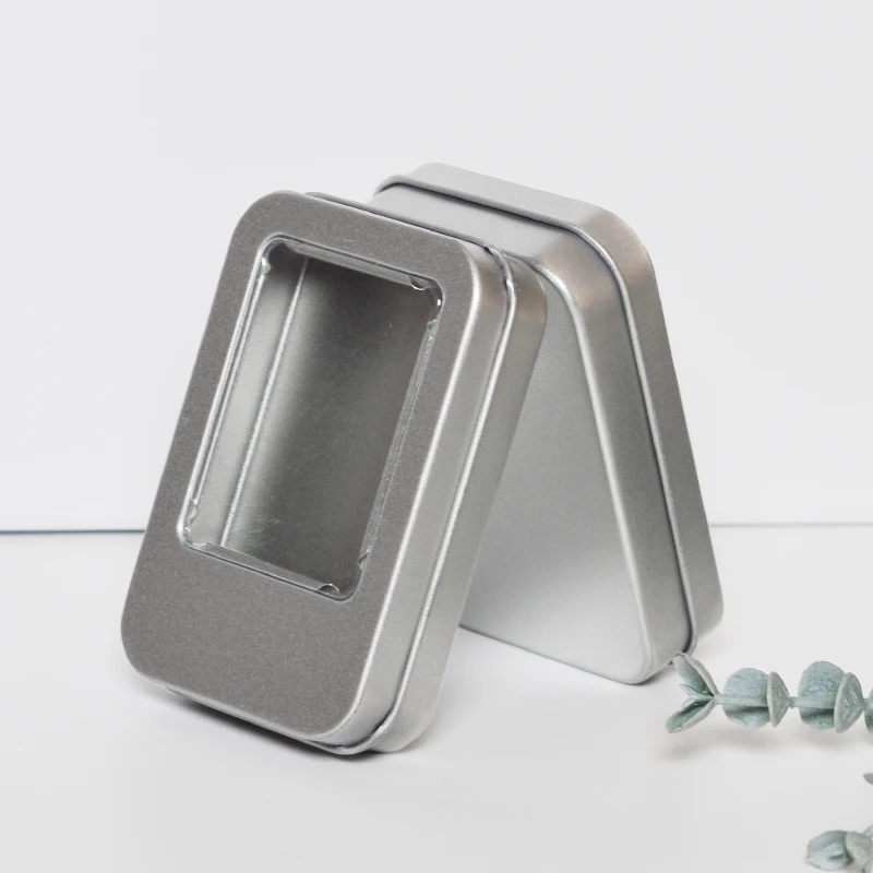 Wholesale Rectangle Tin Boxes USB Mini Metal Chewing Gum Packaging Tinplate Box With Window