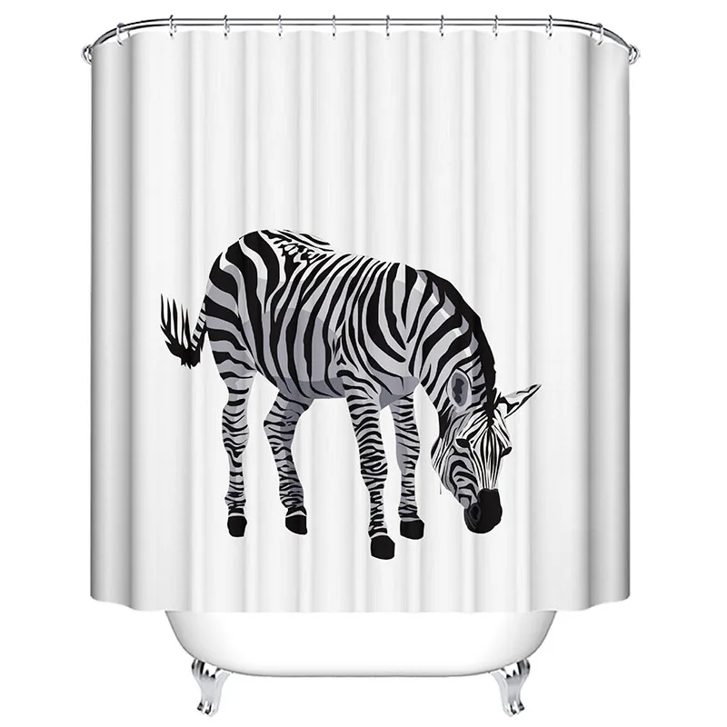 High Quality simple modern style Animal series polyester shower curtain Custom printed bathroom curtains