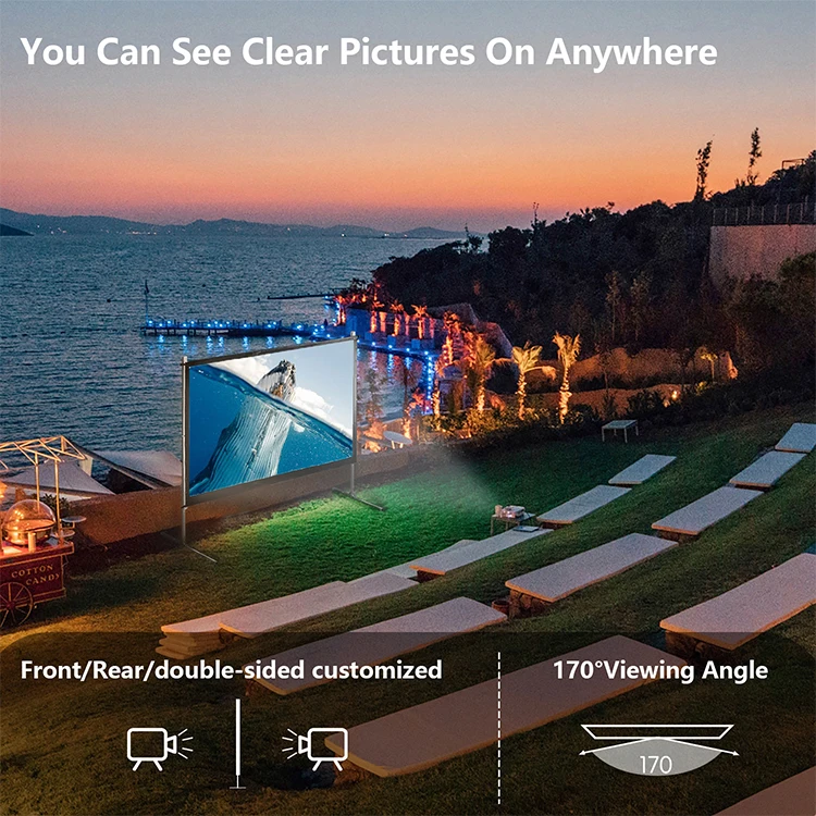 Large Size 200inch Outdoor Fast Fold Projector Screen with Stand Tripod and Flight Case for Presentations or Events