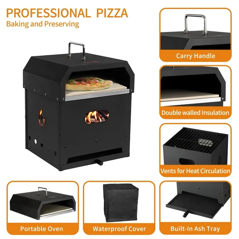 New Features Wood Burning Pizza Oven Steel 4-In-1 Multi Functions BBQ Grill Fire Pit for Outdoor Cooking