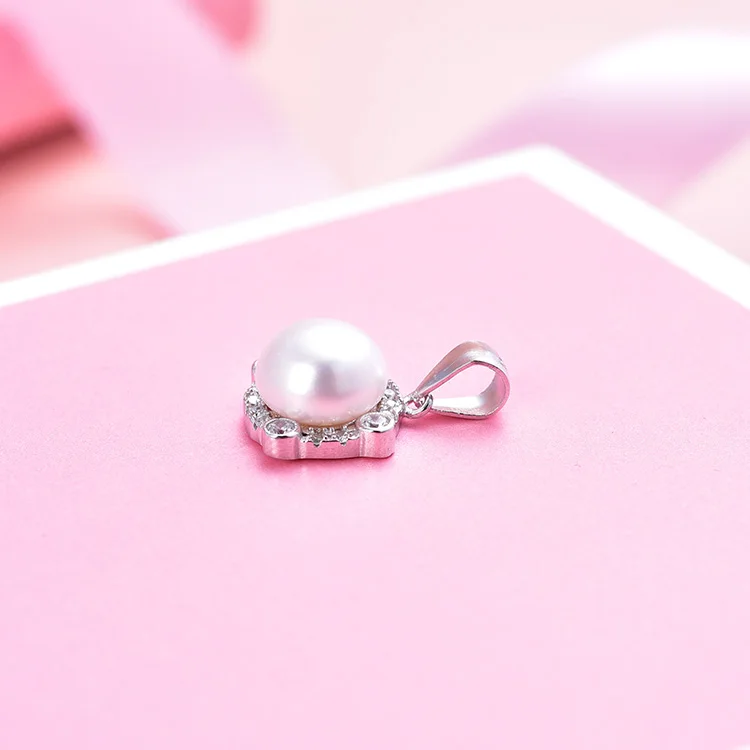 European Style Fashion 925 Sterling Silver Pendants 3A Cubic Zirconia Freshwater Pearl Mounting Pendant