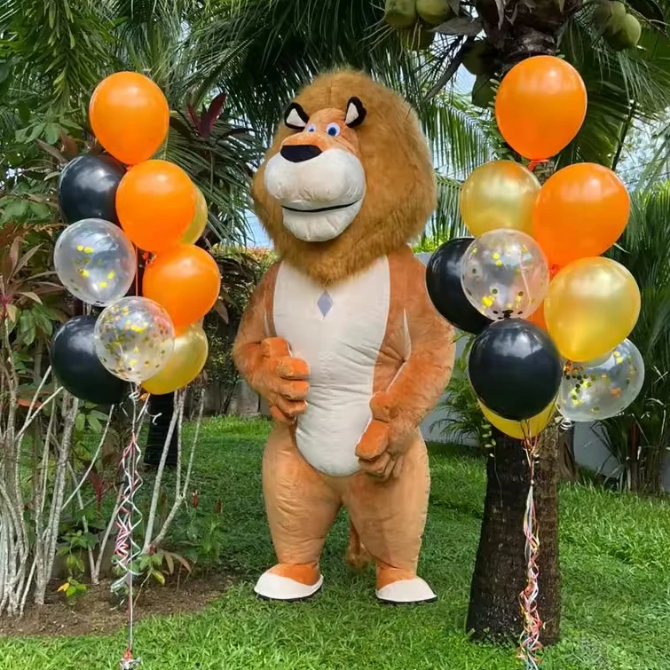 Popular Funny Plush Fur inflatable lion mascot costume cartoon character Alex mascot suit for adults