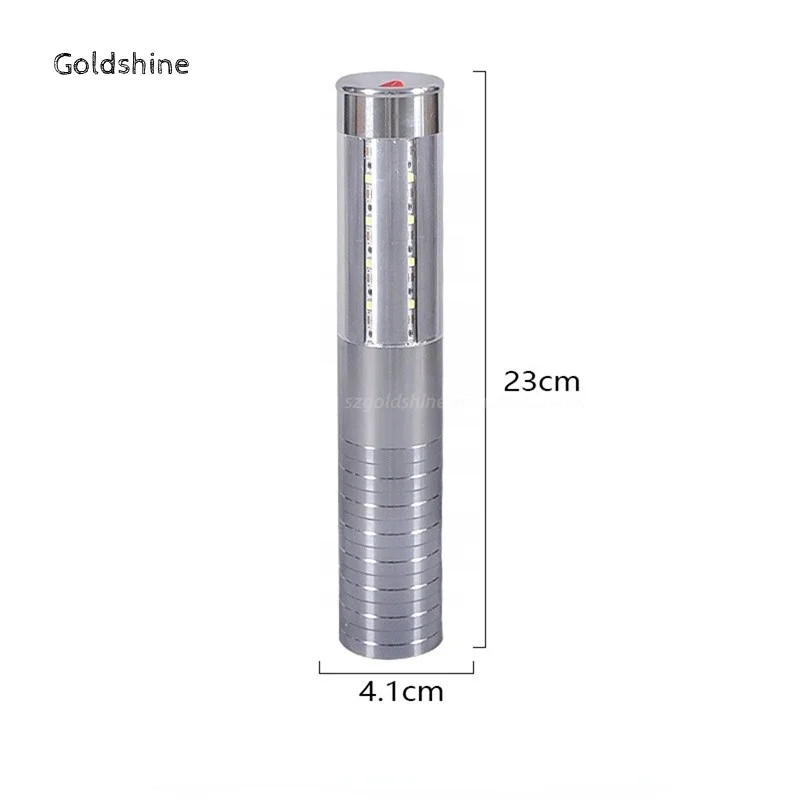 23cm Gold Silver Aluminum LED Strobe Baton Colorful Flashing Bottle Spark Halloween Club Parties Metal Material Party Supplier