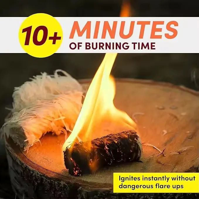 200pcs Natural Fire Starters Bamboo Charcoal Wood Wool Shavings Easy to Use Waterproof Campfire Firelighters