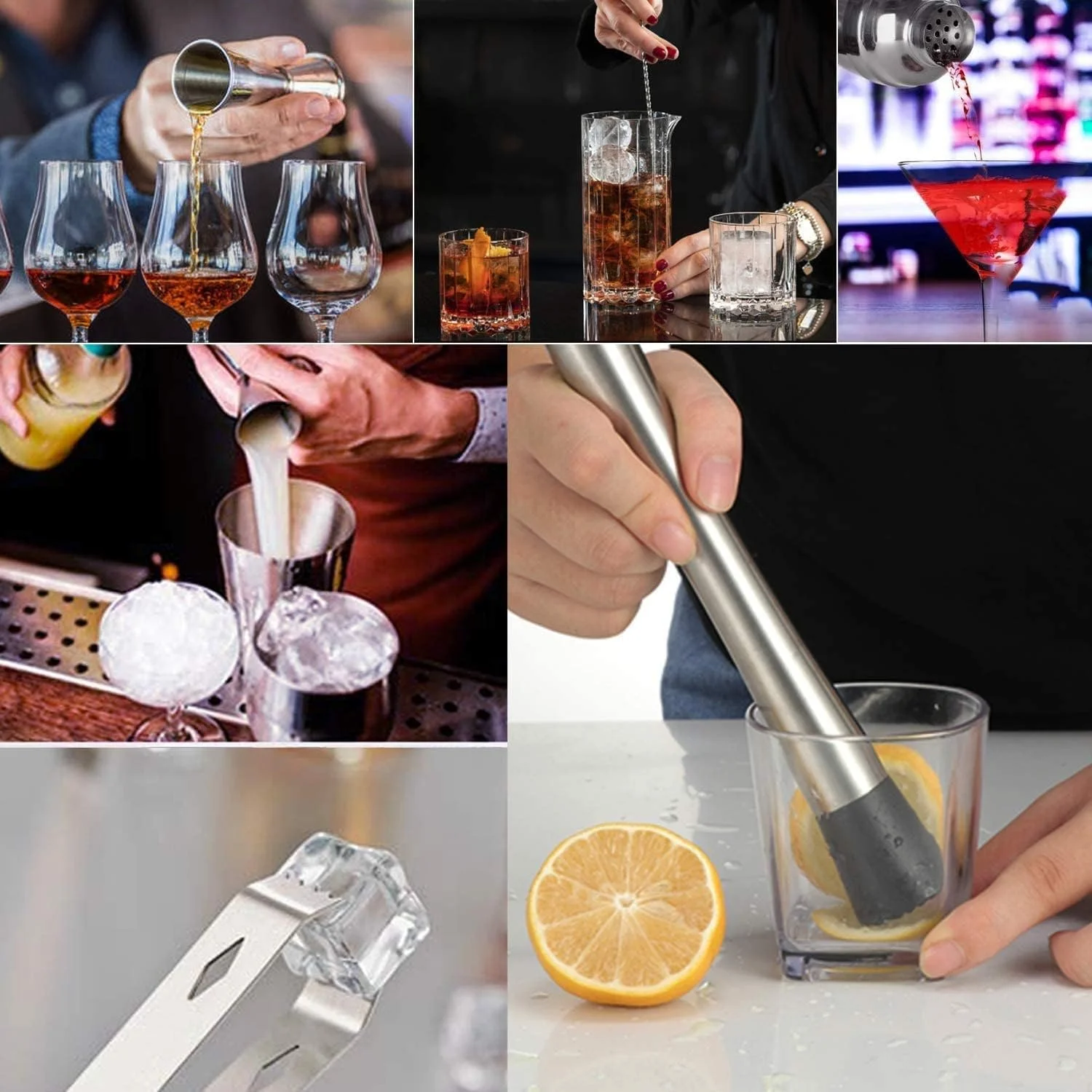 Chunda Wholesale High Quality Customized Whiskey Barware Set Bar Tools 600ml Stainless Steel Cocktail Shaker Set with Stand