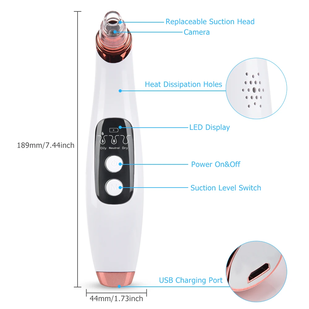 2020 New Wireless Visual Whitehead Bestope Suction Set Nose Device Blackhead Remover Vacuum With Camera Wifi