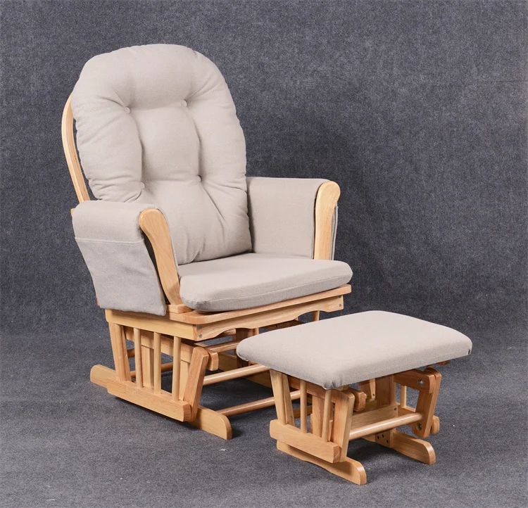 Classic Care center Mummy Breastfeeding Baby Nursery Nurse Rocking chair and ottoman Leisure Nursing wood glider chair modern