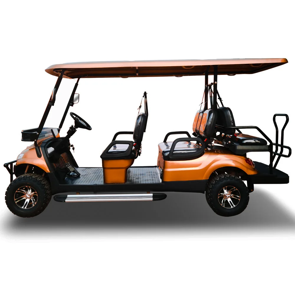High quality six seat golf sightseeing cart Equipped with lithium battery for comfortable seats and windshield made in China