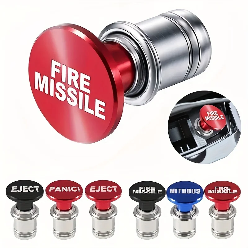 Fire Missile & Eject & Nitrous Button Car Cigarette Lighter 12V Plug Auto Replacement Accessories Fits Most Vehicles Socket