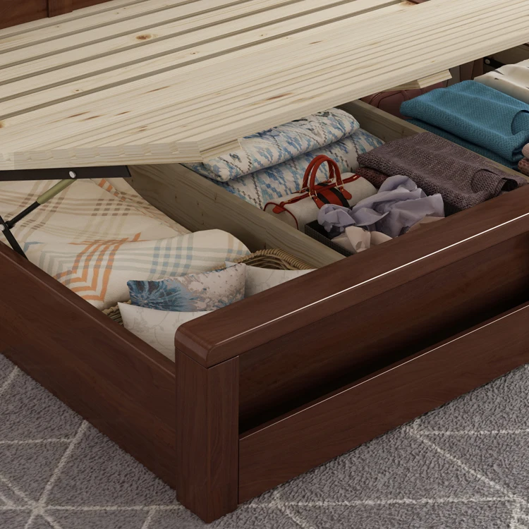 Современная нордическая обивка, кровати с укороченной платформой, с хранилищем, 1,8 и 1,5 метров, мебель для спальни, простая кровать, кровать из массива дуба