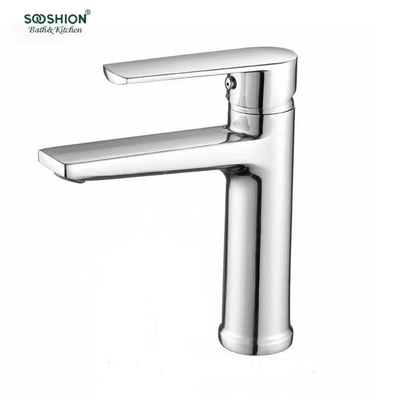 Modern Deck Mounted Zinc Hot and Cold Basin Mixer Single Handle Bathroom Wash Basin Faucet Curved