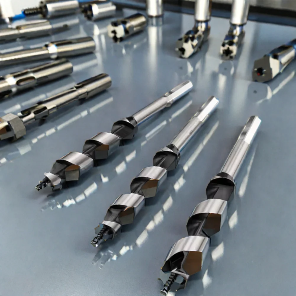 High Carbon Steel 25mm Hex Wood Auger Drill Bit Deep Boring Center Woodworking Drill Bit Black Oxide Finish Customizable OEM