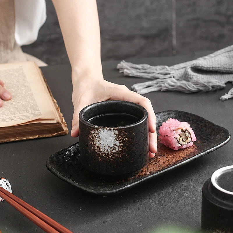 High Quality 200ML Japanese Restaurant Ceramic Tea Cup Vintage Engraved Reusable Personalized Hotel Use Cappuccino Coffee Mug