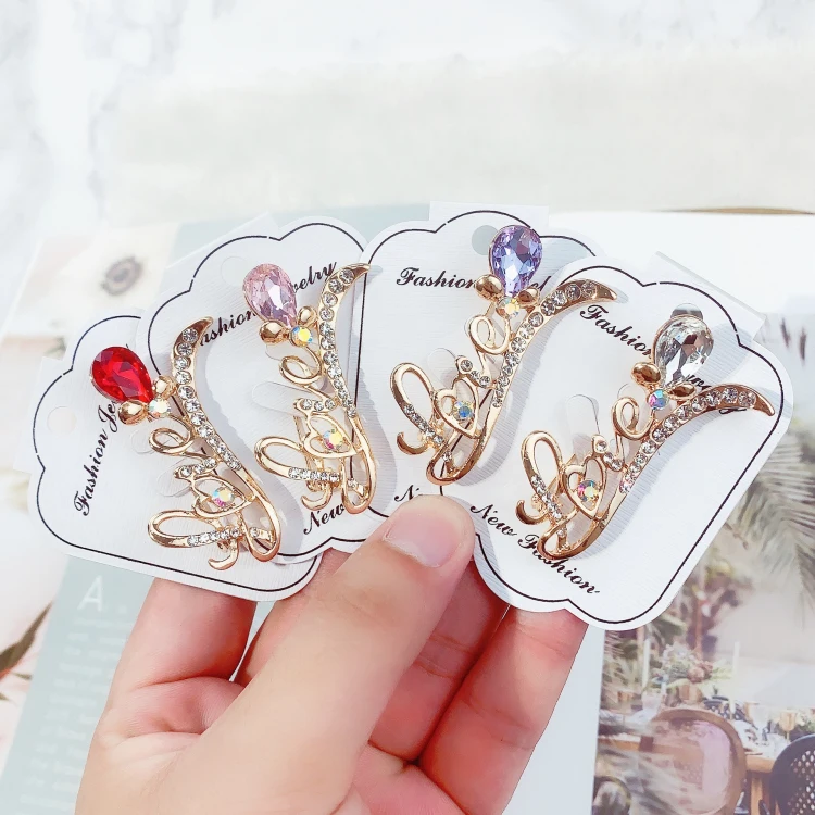 fashion letter crystal brooch rhinestone happy love music beauty word brooch for jewelry winter accessories