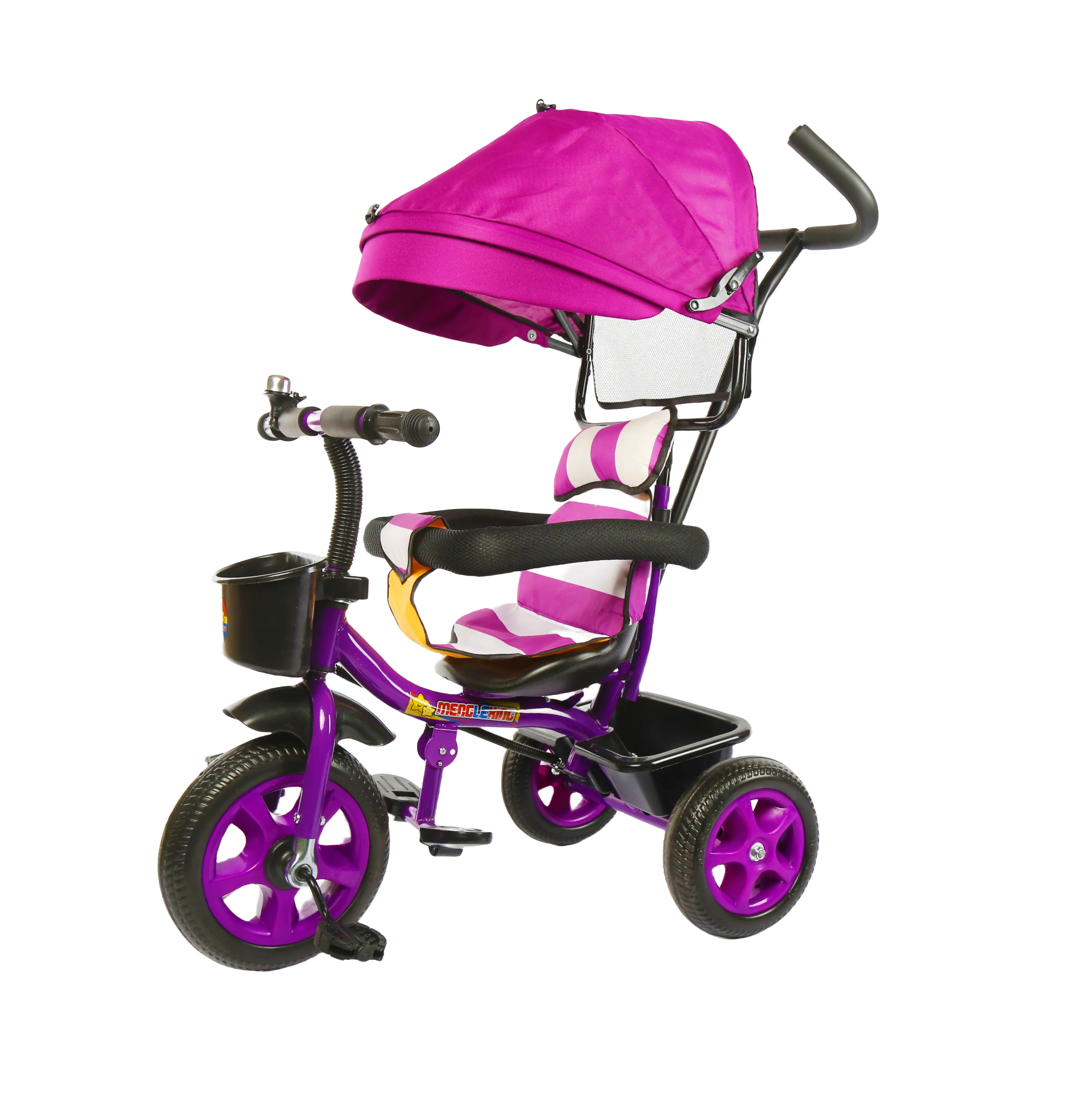 High Quality Unisex Four In One Kids Plastic Tricycle 3-Wheeled Ride-On Car Toy With One Click Installation